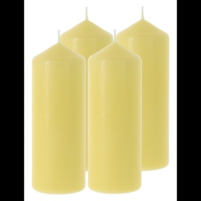 Bougie cylindre jaune pastel 6 × 16,5 cm